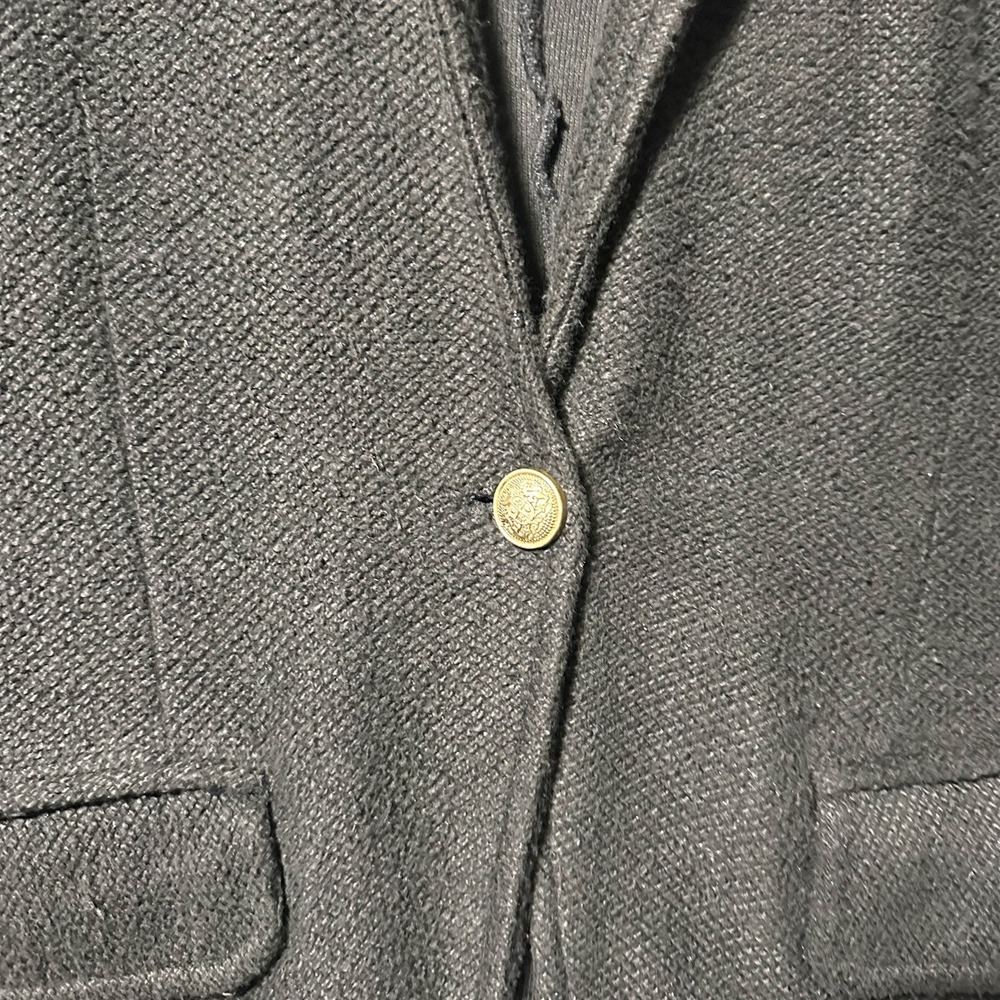 Maeve Knit Blazer Jacket L Large Anthropologie Long Sleeve Gold Button Black - Picture 5 of 10